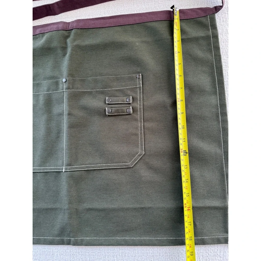Kloth Studio Luxury Kitchen Waist Half Apron Hunter Green Long Ties Server